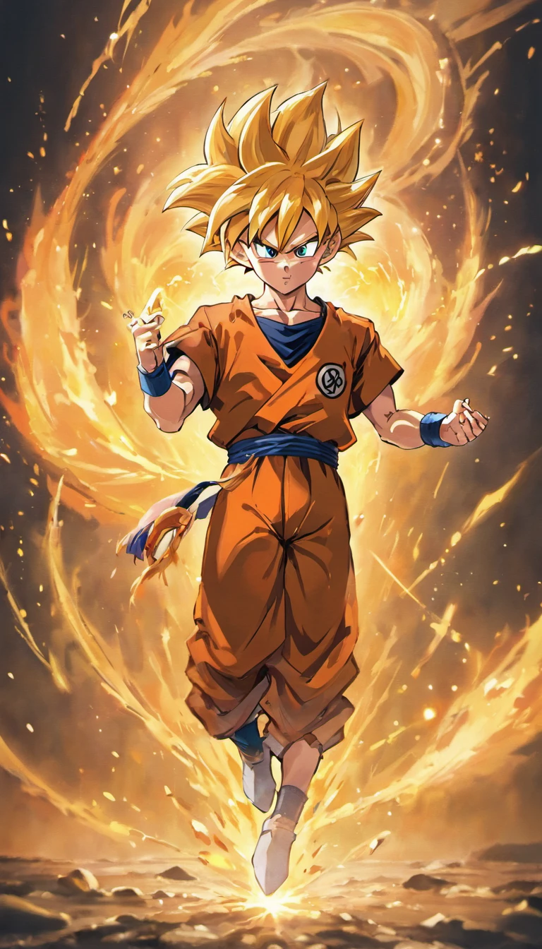 Goku Dragon Ball Super , full body, colored, illustration, soft lighting, soft details, painting oil on canvas, octane render, HDR, trending on artstation, 4k, 8k, HD