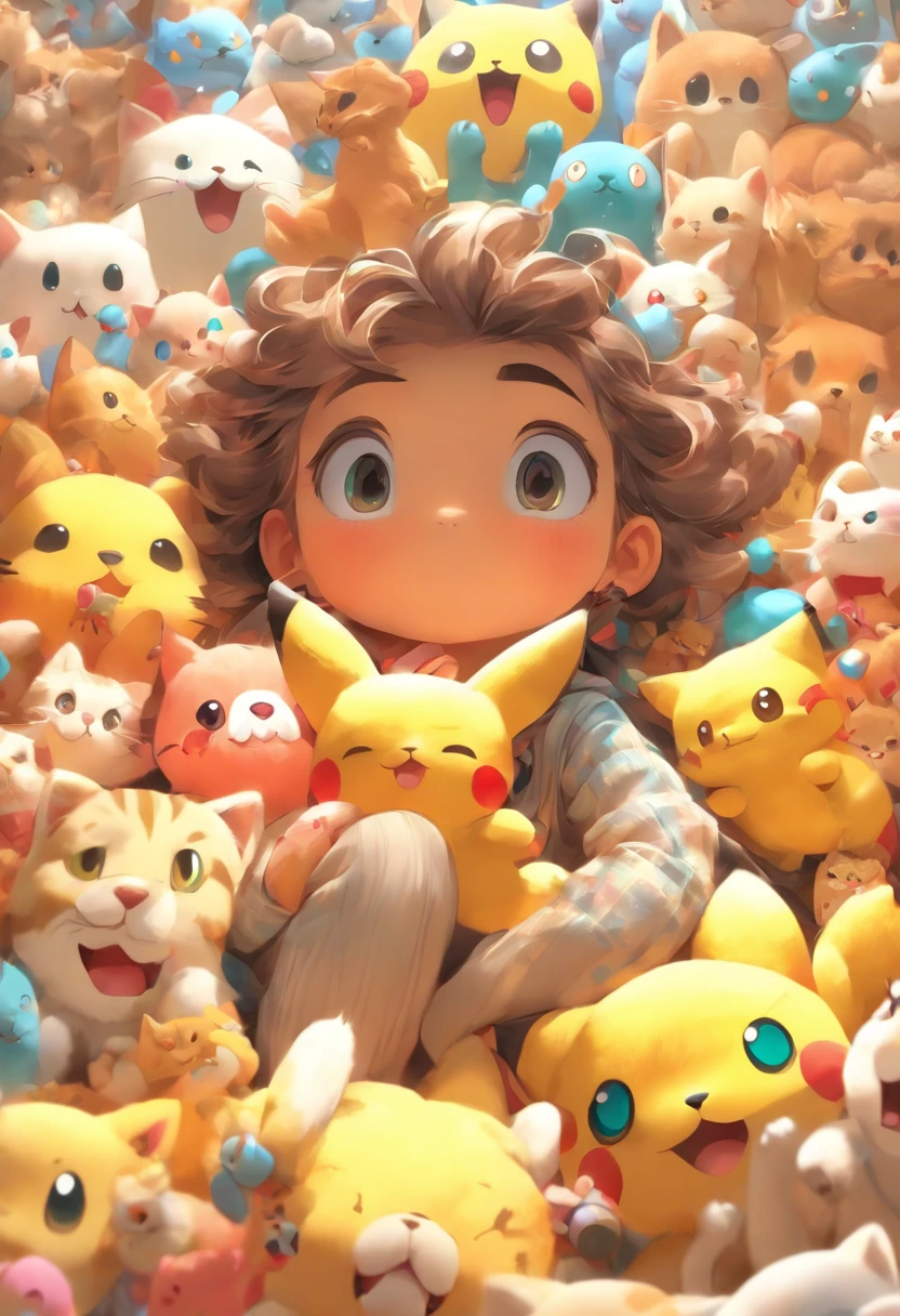 Anime girl with lots of stuffed animals and cats, cute detailed digital art, Poe Ryan Yee, Beautiful Art Style, Adorable Digital Painting, beautiful digital art, Cute detailed illustration, digital anime illustration, 3D rendering of official art, Official art of high detail, Official illustration of the character, anime stylized, kawaii hq render, pokemon art style, cute illustration, detailed fan art