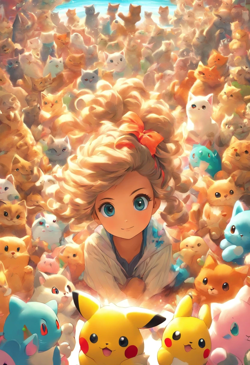 Anime girl with lots of stuffed animals and cats, cute detailed digital art, Poe Ryan Yee, Beautiful Art Style, Adorable Digital Painting, beautiful digital art, Cute detailed illustration, digital anime illustration, 3D rendering of official art, Official art of high detail, Official illustration of the character, anime stylized, kawaii hq render, pokemon art style, cute illustration, detailed fan art