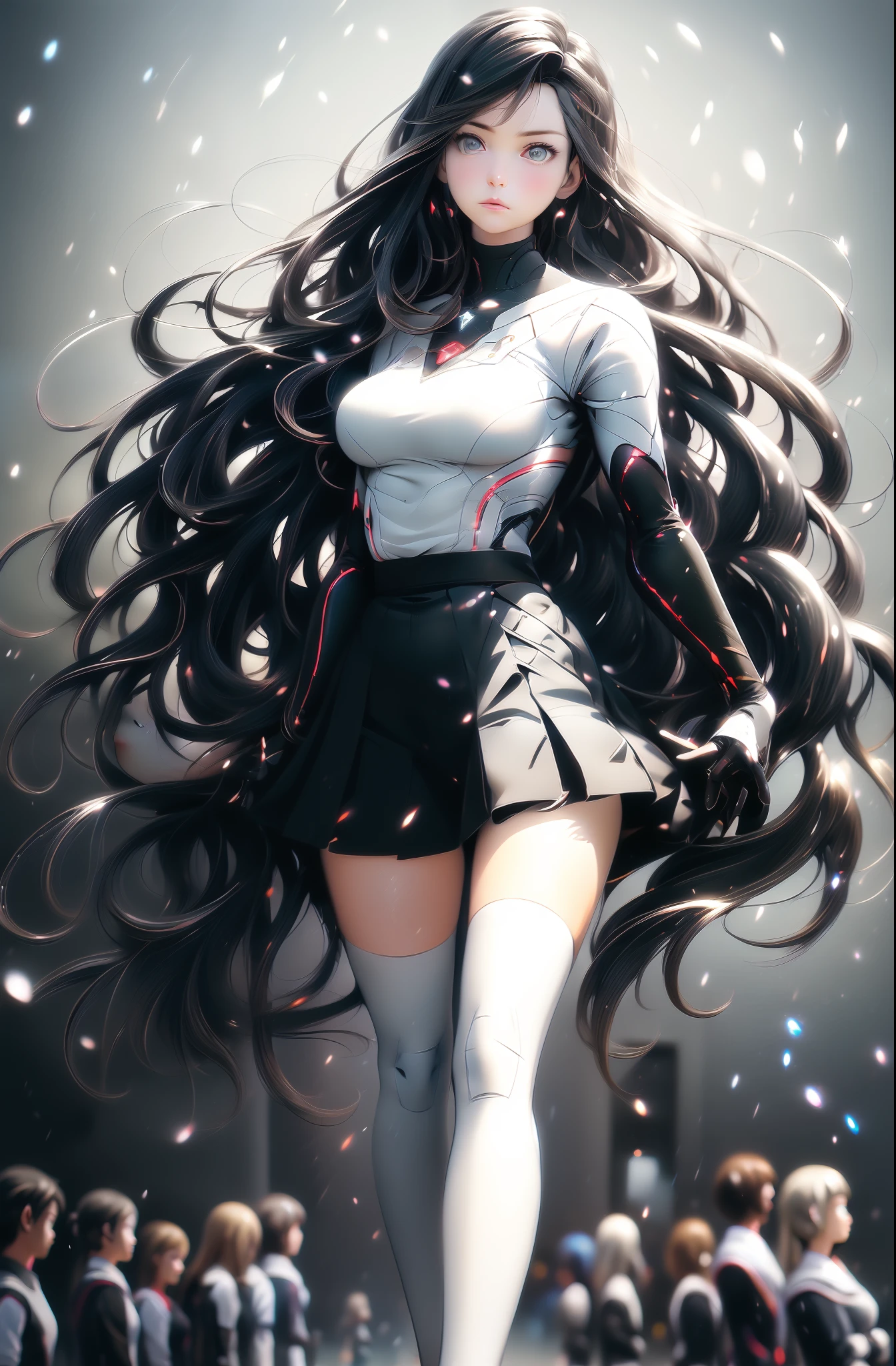 Anime - A person in a school uniform,Style image of a woman with long black hair, Smooth anime CG art, Surrealism female students, Surrealism female students, Anime girl with long hair, ilya kuvshinov with long hair, Realistic schoolgirl, photorealistic anime girl rendering, realistic anime artstyle, Beautiful Anime High School Girls, Digital anime art