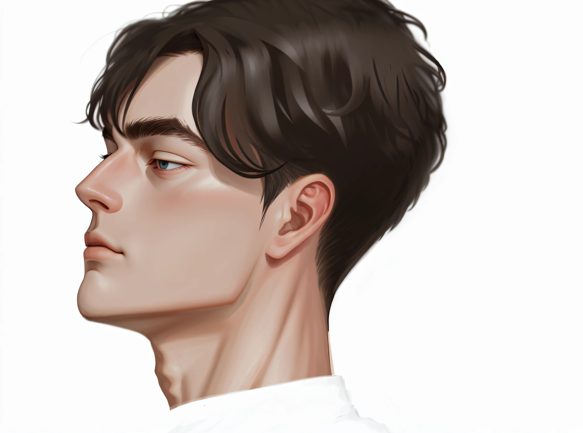 The male side face Ultra HD hair is delicate and clear