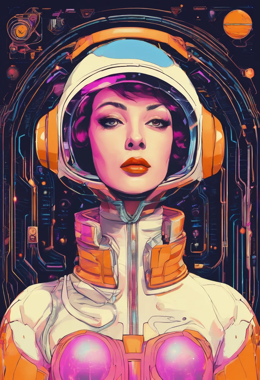 The player is wearing an astronaut helmet, in the style of cyberpunk dystopia, 32k uhd, womancore, bronze and amber, dreamlike settings, gorecore, ivan albright