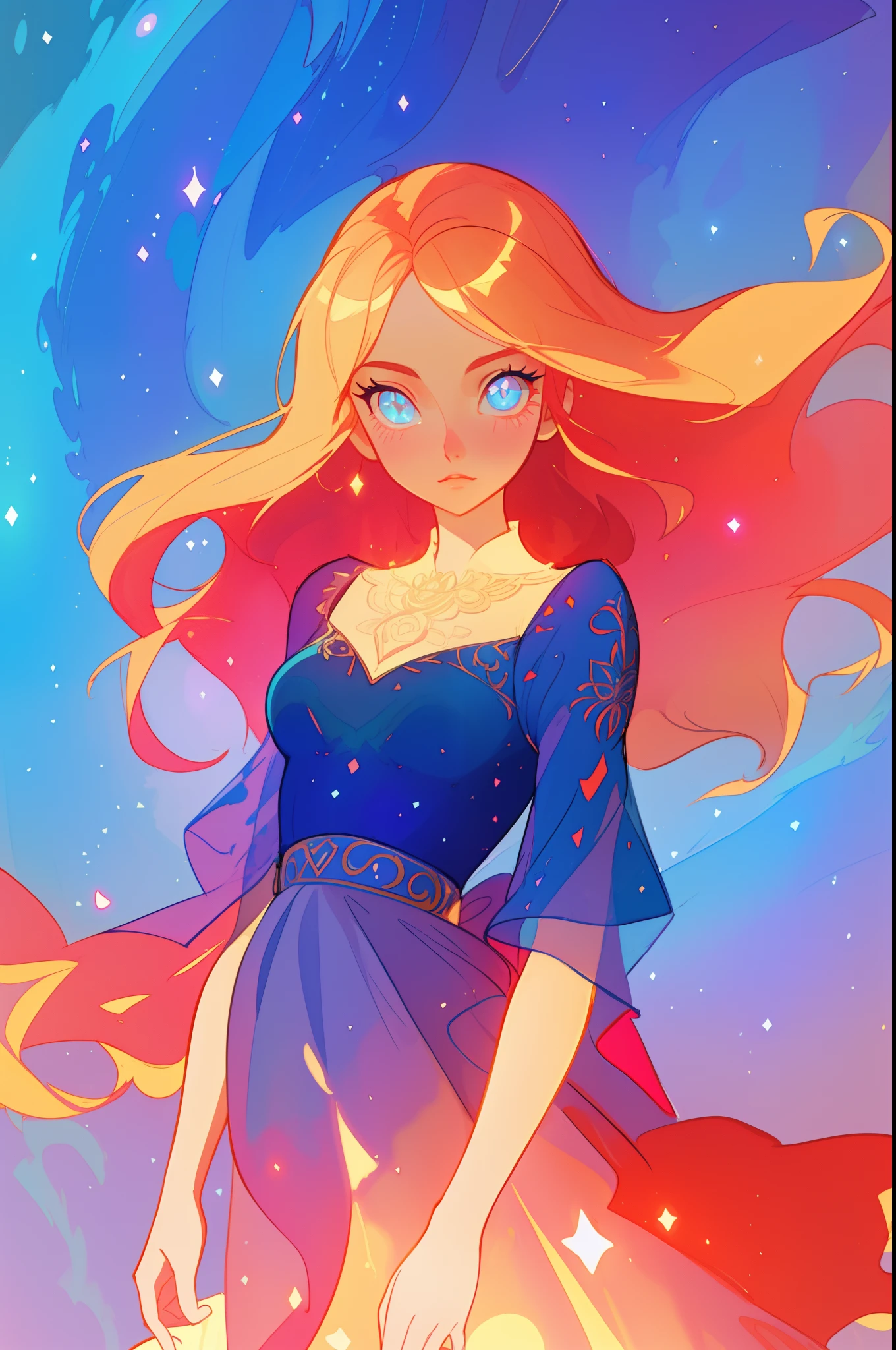 beautiful anime girl in an intricately designed layered ballgown, inspired by Glen Keane, inspired by Lois van Baarle, disney art style, by Lois van Baarle, glowing aura around her, by Glen Keane, jen bartel, glowing lights! digital painting, flowing glowing hair, glowing flowing hair, beautiful digital illustration, fantasia background, whimsical, magical, fantasy, beautiful face, ((masterpiece, best quality)), intricate details, highly detailed, sharp focus, 8k resolution, sparkling detailed eyes, liquid watercolor