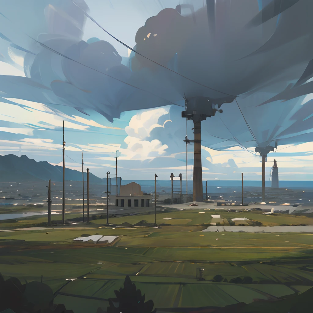 anime artstyle, con capucha negra, de pie en la parte superior de un techo,De vuelta mirando hacia el espectador, Lloviendo,nublado,nubes oscuras, arenisco,diente,Pueblo brumoso