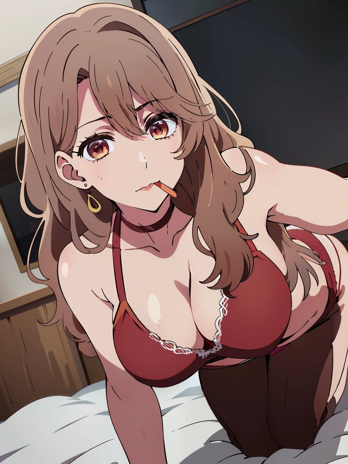 Anime girl with long hair, (((red underwear))), anime moe art style, Anime visuals of cute girls, Anime Best Girl, marin kitagawa fanart, [[[[grinning evily]]]], pretty anime girl, Smooth Anime CG Art, Seductive Anime Girl, charming anime girls, Cute anime girl, portrait of cute anime girlbabes, Shining eyes, big boobs, (((((on all fours))))), ((looking at viewer)), (((((mouth opened))))), close up,