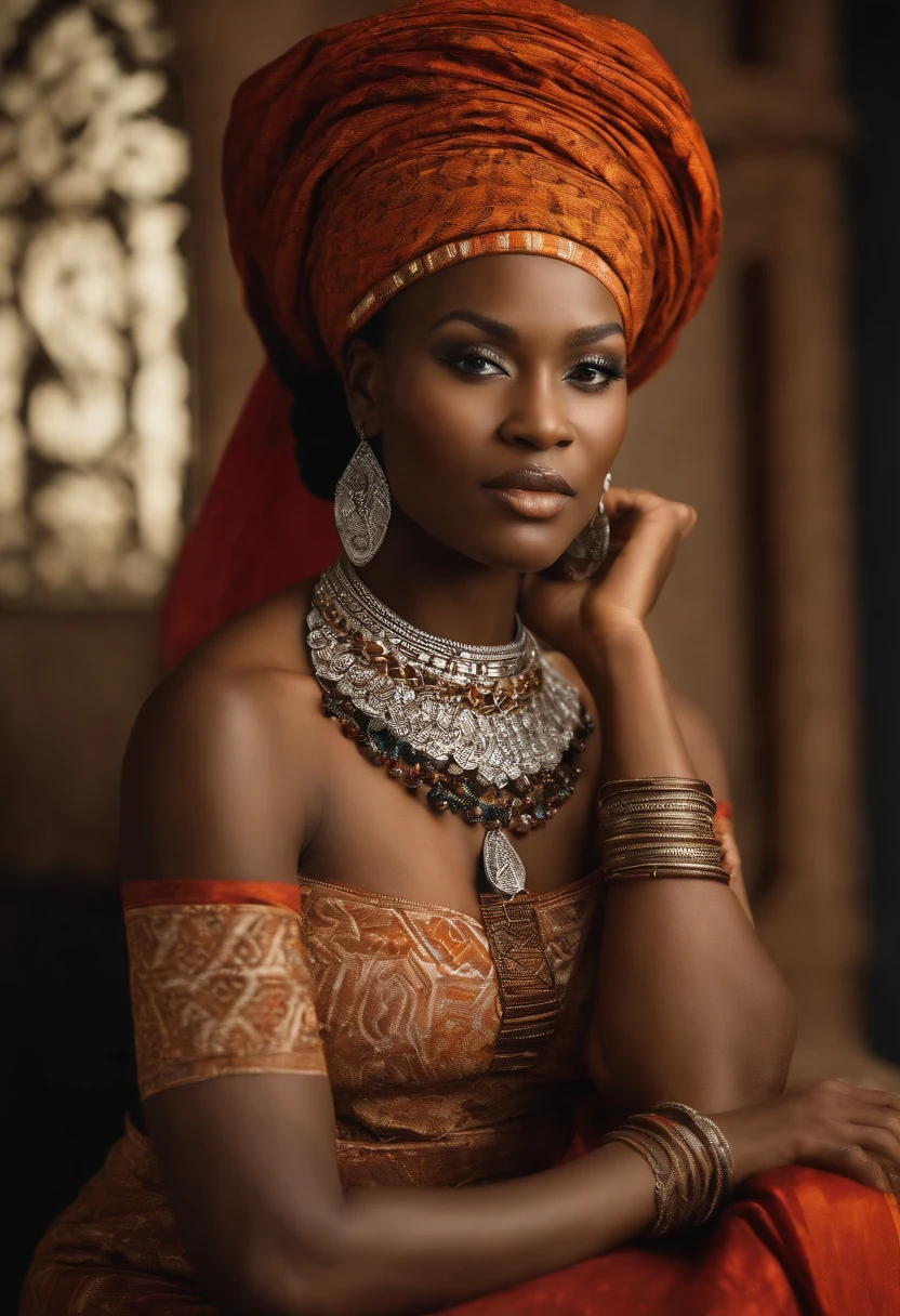 Sensuel, belle, attractif, African with neckline