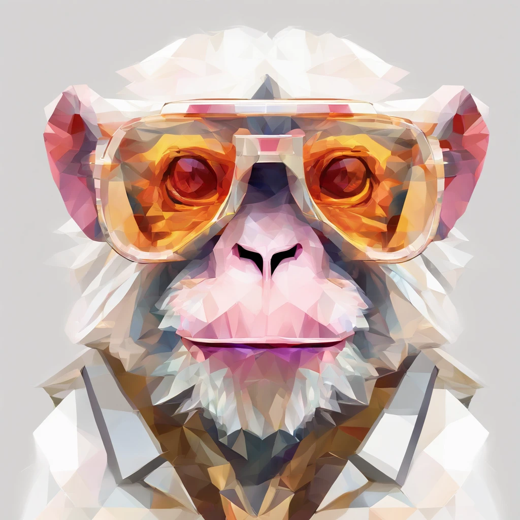 Perfect alignment, Cute little monkey in jacket,Crystal Vase,Rose flower, Wearing sunglasses, cheerfulness, Standing position, Abstract beauty, Centered, Looking at the camera, Facing the camera, Approaching perfection, Dynamic, Highly detailed, Smooth, Sharp Focus, 8K, hight resolution, Illustration, art by carne griffiths and wadim kashin, White background、Colorful Sunglasses, holding a cigarret