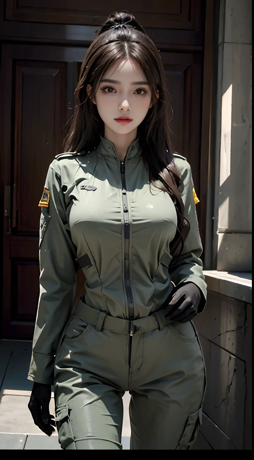 Beautiful detailed female army, very detailed eyes and face, beautiful detailed eyes, ridiculous, unbelievably ridiculous, huge file size, very detailed, high resolution, very detailed, best quality, masterpiece,illustration, very detailed, CG, unified, 8k wallpaper, amazing, delicate detail, masterpiece, best quality, very detailed CG uniform 8k wallpaper, lighting on the face, cinematic lighting, female army, tan belt, ((no panties)), (((dynamic pose))), (camel toe), (harp), (pantyhose), (knee-bending leg sitting), female soldier, female soldier, long gun, holding a gun, battle cap, tank background, abs. Defence Pattern,
