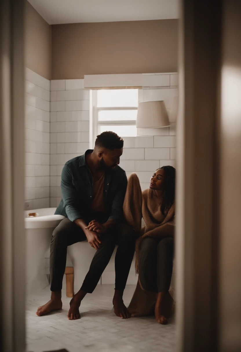 black couple in the bathroom