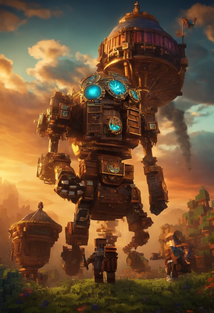 Personaje de Minecraft, steampunk, fondo limpio
