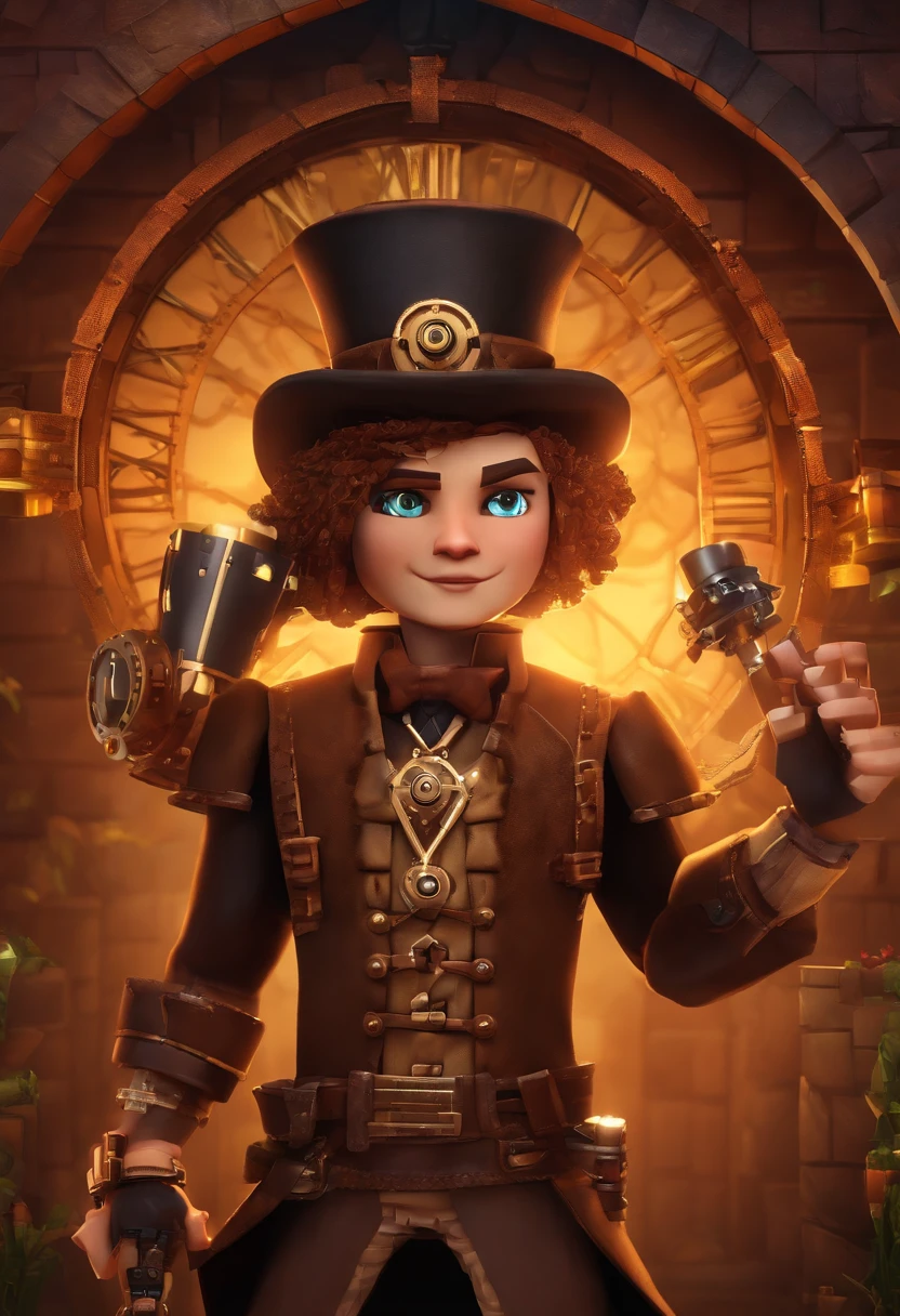 Personaje de Minecraft, steampunk, fondo limpio