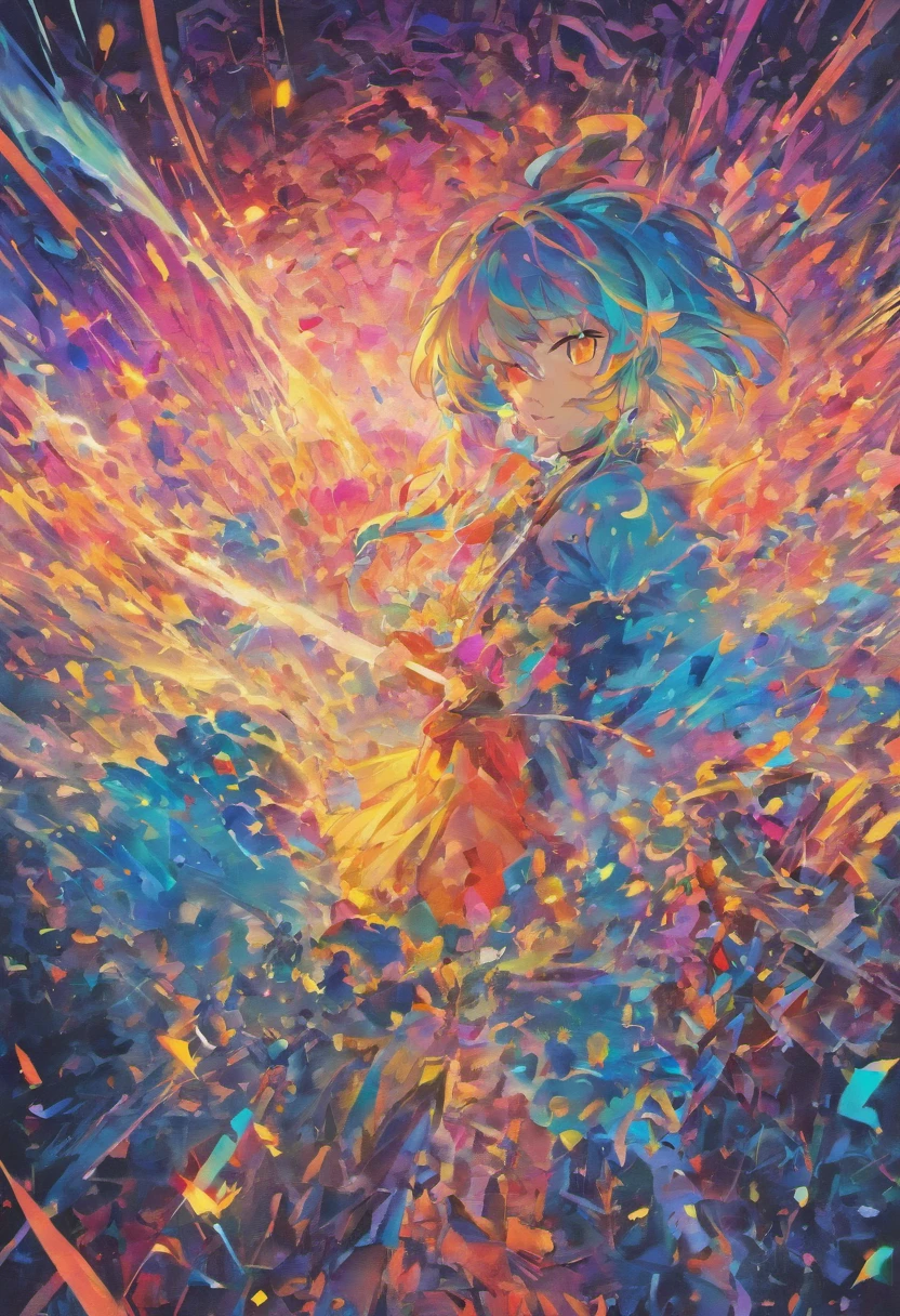 Glitchcore book pages, colorful illustrations