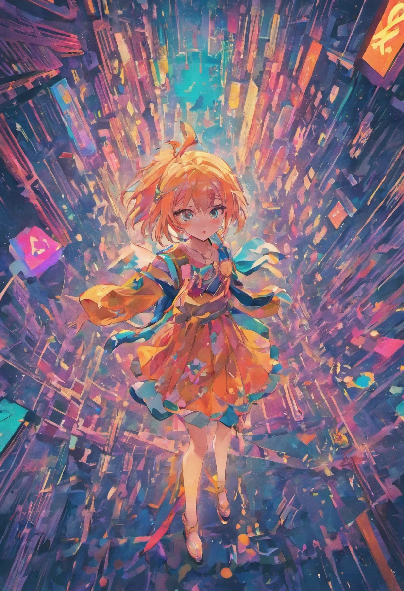 Glitchcore book pages, colorful illustrations