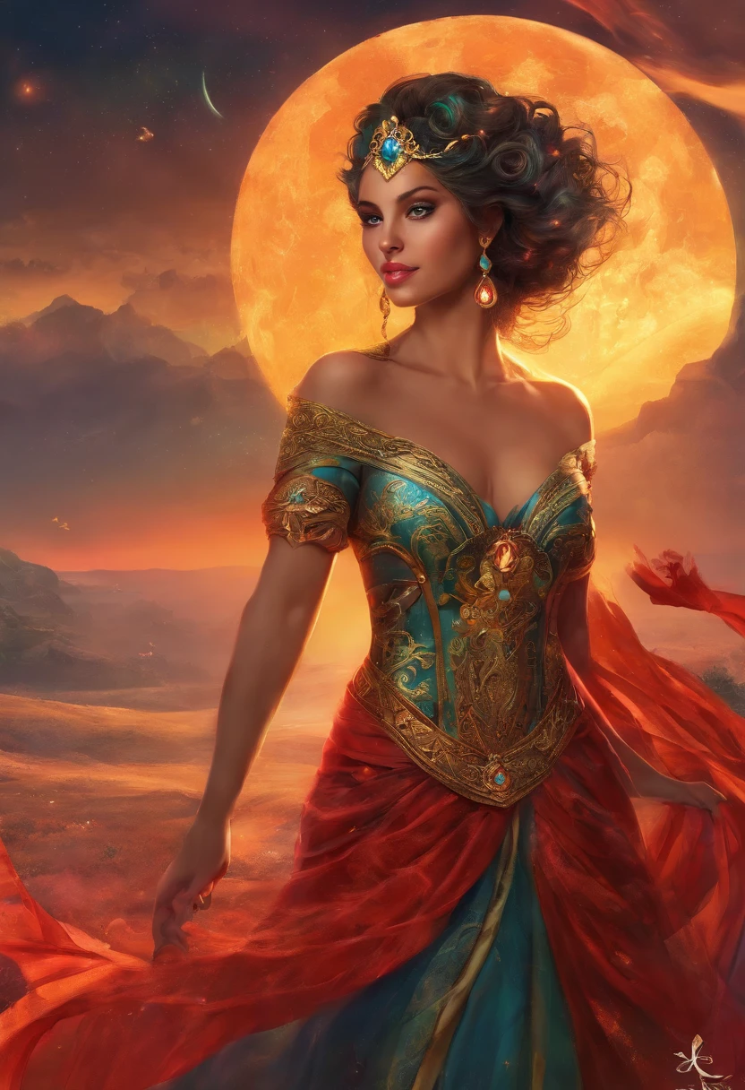 An 8K high-definition portrait of a beautiful gypsy woman, princesa persa, Deusa afrodite, uma deusa de beleza fenomenal, a mais bela das mulheres, mulher iraniana de estrema beleza,((tiro de todo o corpo)),(( com longos cabelos cacheados)), ((vestido longo vermelho e preto e detalhes em dourado )), mulher com magia cigana, ((uma bela cigana de cabelos cacheados, libidinosa)), In the background a beautiful landscape of Seville in Spain with full moon and sky with Milky Way, era vitoriana, uma Rainha bela e jovem, filmic grain, Ilford HP5, 80mmDeusa do Mar, Deusa do Oceano, Luthien, arte de deusa, Deusa da mitologia grega, Deusa da Lua, Deusa do amor e da paz, deusa bonito, Mitologia do Deusa da Terra, Um retrato impressionante de um deusa, Frank Kelly Freas, Estilo Karol Bak, ((beautiful face)), Ultra Definition, melhor qualidade, 32k ultra | | | | | | | | | | | | | | | | | | | | | | | | | | | | | | | | | | | | | | | | | | | | | | | | | | | | | | | | | | | | | | | | | | | | | | | | | | | | | | | | | | | | | |, Ultra HD | | | | | | | | | | | | | | | | | | | | | | | | | | | | | | | | | | | | | | | | | | | | | | | | | | | | | | | | | | | | | | | | | | | | | | | | | | | | | | | | | | | | | | | | | | | | | | | | | | | | | | | | | | | | |