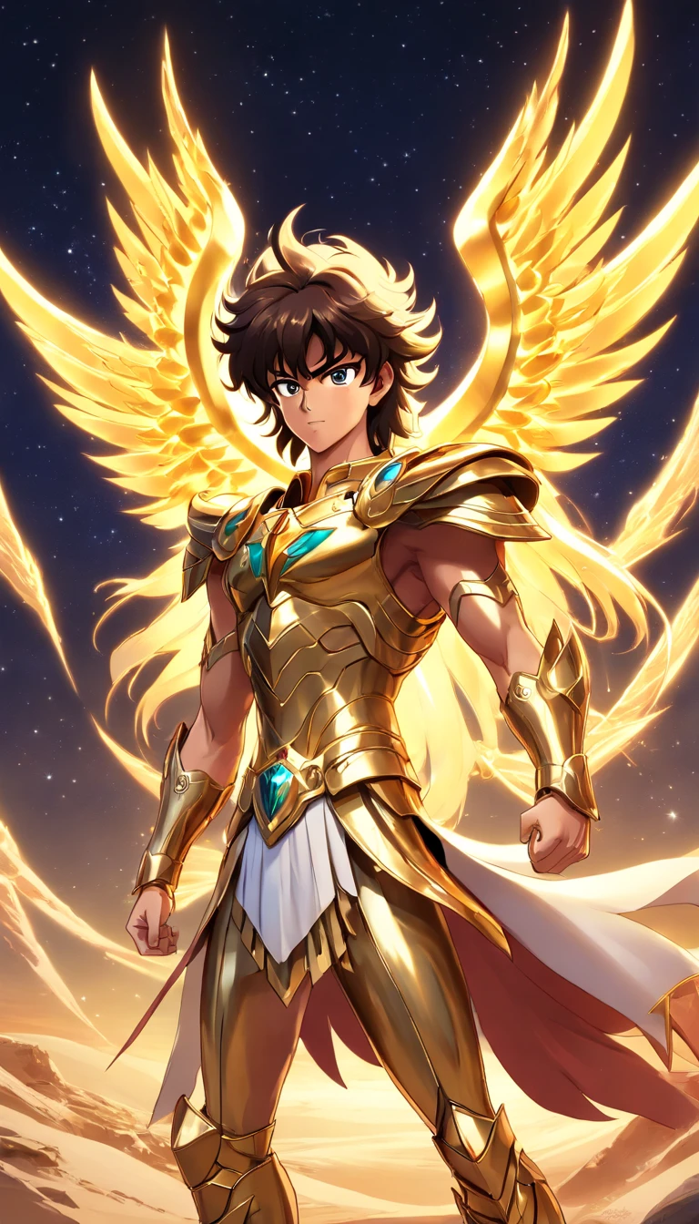 Saint Seiya, Pegasus Seiya, of the dangerous Sands of Mordor, as seen on Artstation, 4k, ultra realistic, trending on artstation, octane render, unreal engine, highly detailed,