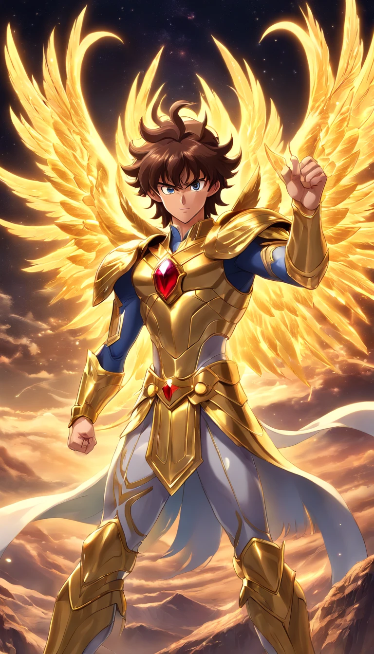 Saint Seiya, Pegasus Seiya, of the dangerous Sands of Mordor, as seen on Artstation, 4k, ultra realistic, trending on artstation, octane render, unreal engine, highly detailed,
