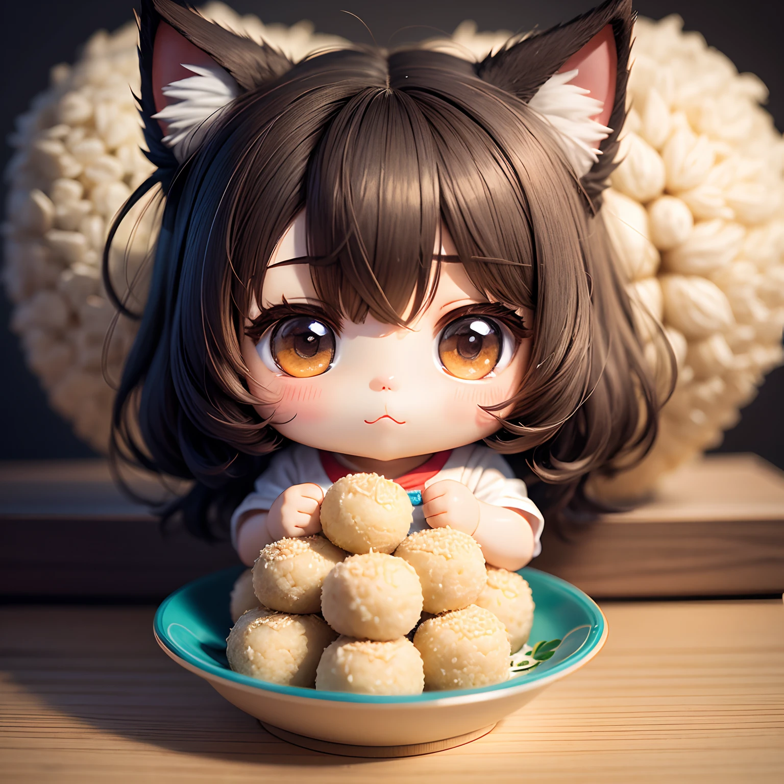 Combined with rice balls、Chibi、1:1 Style、Lori Cat Girl、Rice balls