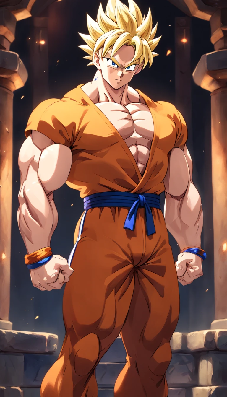 Gohan Dragon Ball Super , full body, (((super strong, muscular, abs, bodybuilder))) colored, illustration, soft lighting, soft details, painting oil on canvas, octane render, HDR, trending on artstation, 4k, 8k, HD