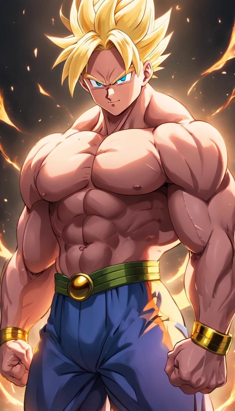 gohan dragon ball super , Full body, (((super strong, muscular, Abs, bodybuilder))) Colored, Illustration, Soft lighting, Soft Detail, oil painting on canvas, Octane Render, nffsw, Trending on ArtStation, 4K, 8K, hard disk