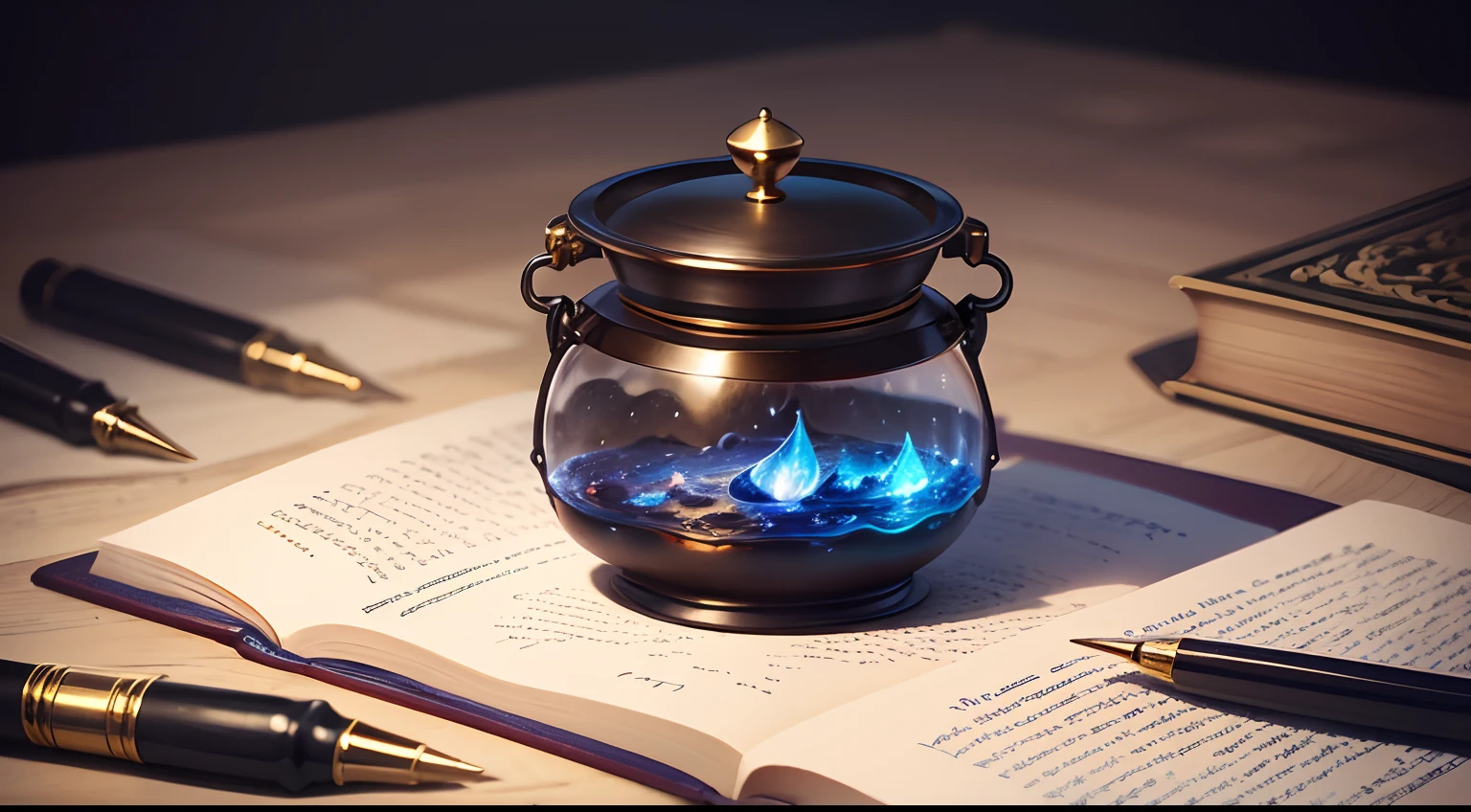 A magical inkwell with shimmering ink that writes stories on its own, inspiring students to create their own tales.