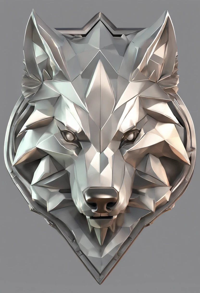 Metal wolf head close-up game medallion with crown,Primer plano de la cabeza del lobo,Estilo de arte Hearthstone, Arte de estilo Hearthstone, Arte conceptual de Hearthstone, Arte conceptual del juego Riot, Estilo de League of Legends, Iconic Character Splash Art, Corona de League of Legends,Insignia del juego,Plumas de metal circundantes,Oro Verde,Renderizado C4D,Menos detalles,menos detalles,Enorme cabeza de lobo de metal en el medio,La cabeza tiene hermosas piedras preciosas