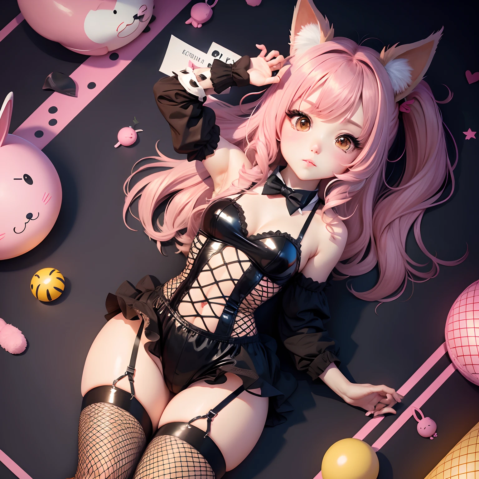 Chibi、1:1 style、Lori Cat Girl、Bunny Girl Costume、fishnet tights