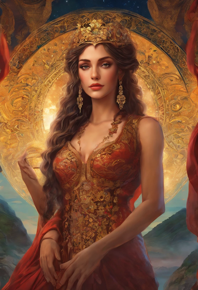 An 8K high-definition portrait of a beautiful gypsy woman, princesa persa, Deusa afrodite, uma deusa de beleza fenomenal, a mais bela das mulheres, mulher iraniana de estrema beleza,((tiro de todo o corpo)),(( com longos cabelos cacheados)), ((vestido longo vermelho e preto e detalhes em dourado )), mulher com magia cigana, ((uma bela cigana de cabelos cacheados, libidinosa)), In the background a beautiful landscape of Seville in Spain with full moon and sky with Milky Way, era vitoriana, uma Rainha bela e jovem, filmic grain, Ilford HP5, 80mmDeusa do Mar, Deusa do Oceano, Luthien, arte de deusa, Deusa da mitologia grega, Deusa da Lua, Deusa do amor e da paz, deusa bonito, Mitologia do Deusa da Terra, Um retrato impressionante de um deusa, Frank Kelly Freas, Estilo Karol Bak, ((beautiful face)), Ultra Definition, melhor qualidade, 32k ultra | | | | | | | | | | | | | | | | | | | | | | | | | | | | | | | | | | | | | | | | | | | | | | | | | | | | | | | | | | | | | | | | | | | | | | | | | | | | | | | | | | | | | |, Ultra HD | | | | | | | | | | | | | | | | | | | | | | | | | | | | | | | | | | | | | | | | | | | | | | | | | | | | | | | | | | | | | | | | | | | | | | | | | | | | | | | | | | | | | | | | | | | | | | | | | | | | | | | | | | | | |