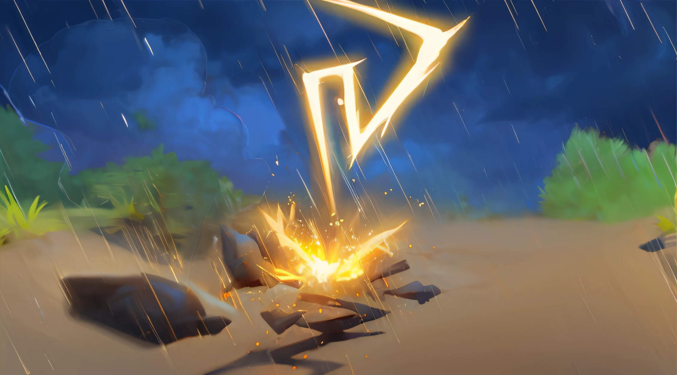 thunderstorm, rain, night, 2d animation, kids