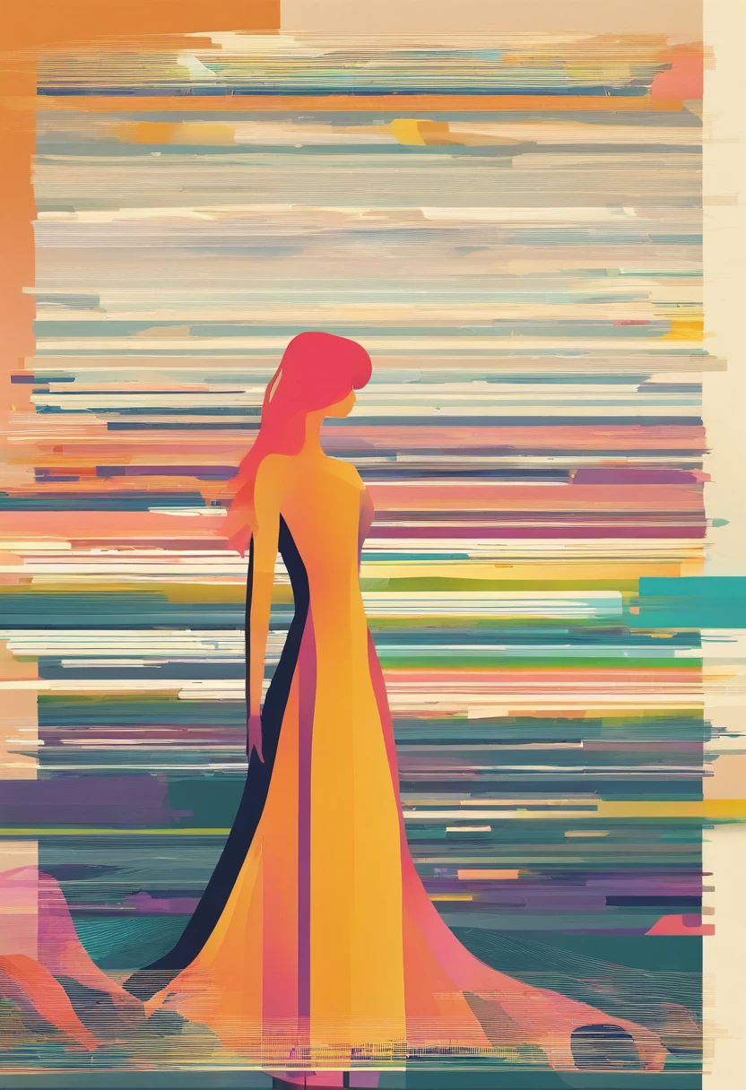 Glitchcore book pages, colorful illustrations