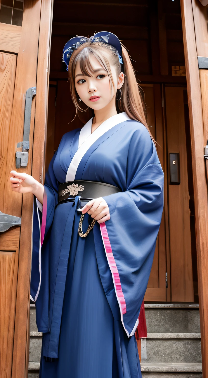hightquality、masterpiece、ultra res、a beauty girl、cute girl face、temple、shrine maiden、Wearing priestess clothes、full bodyesbian、Famous actresses of Japan、very beautiful face