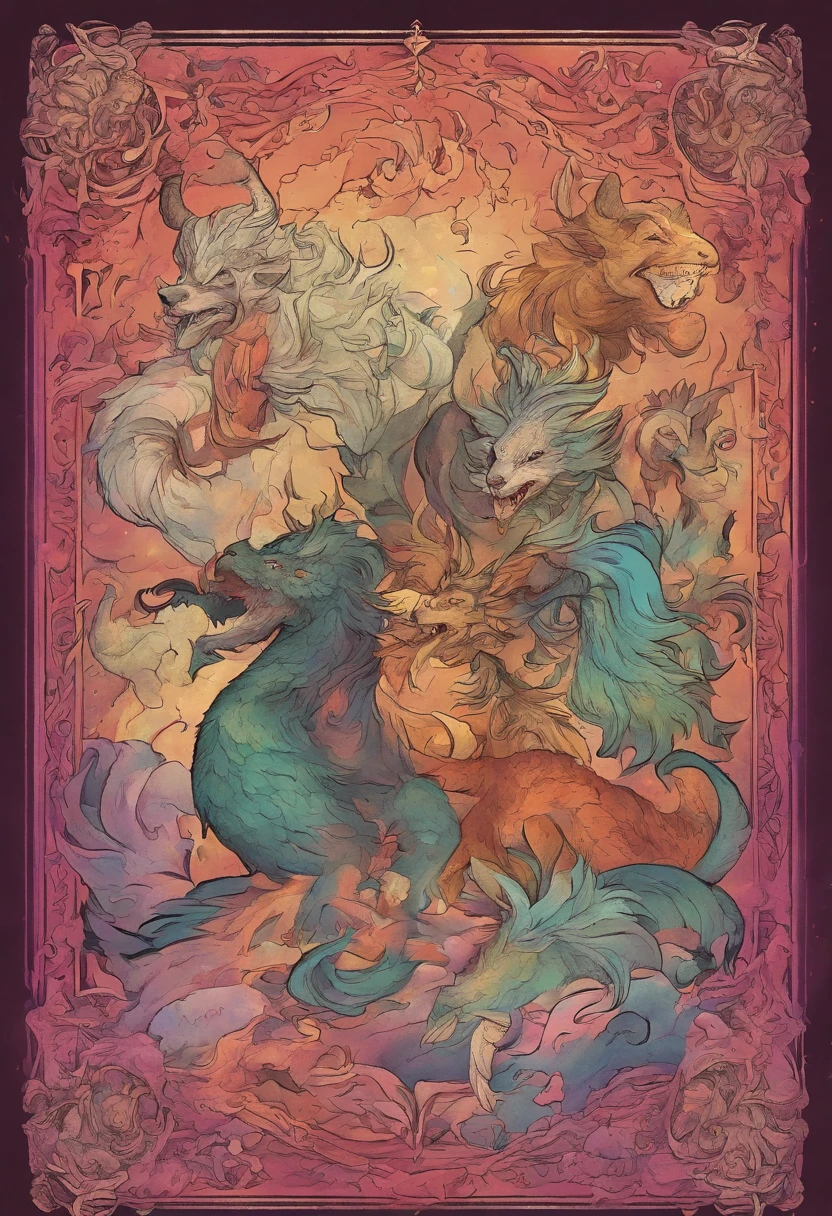 Glitchcore book pages, colorful illustrations