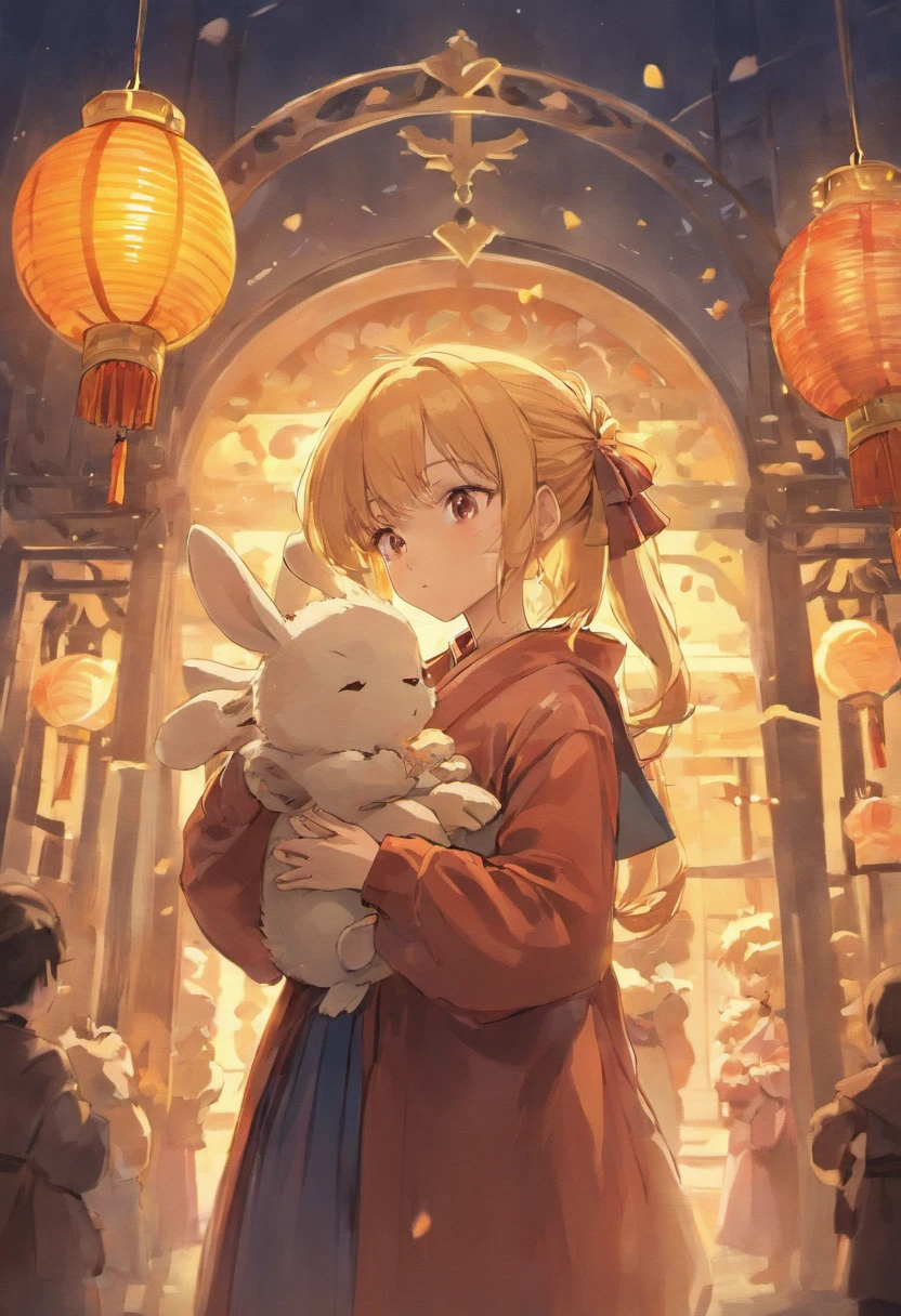 Mid-Autumn Festival,Girl holding rabbit