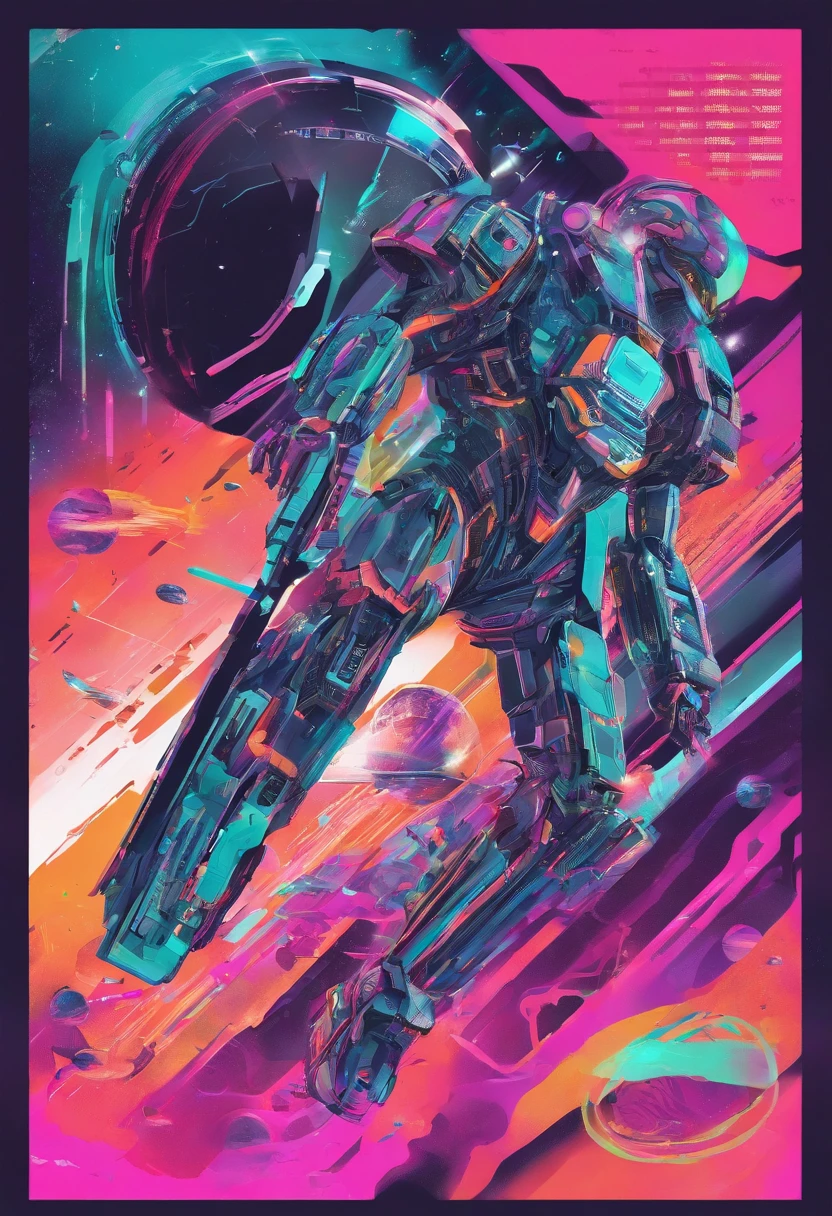 Glitchcore book pages, colorful illustrations