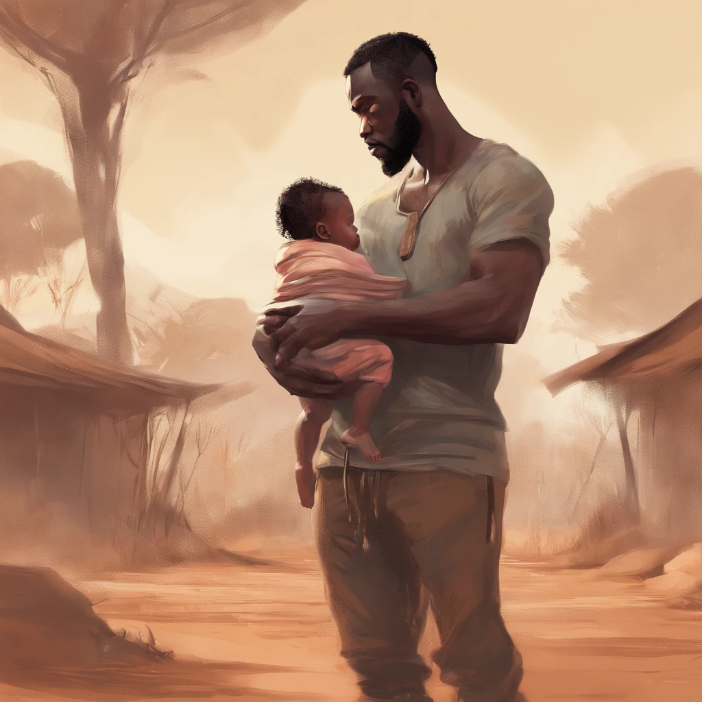 African Man carrying 6months old  girl