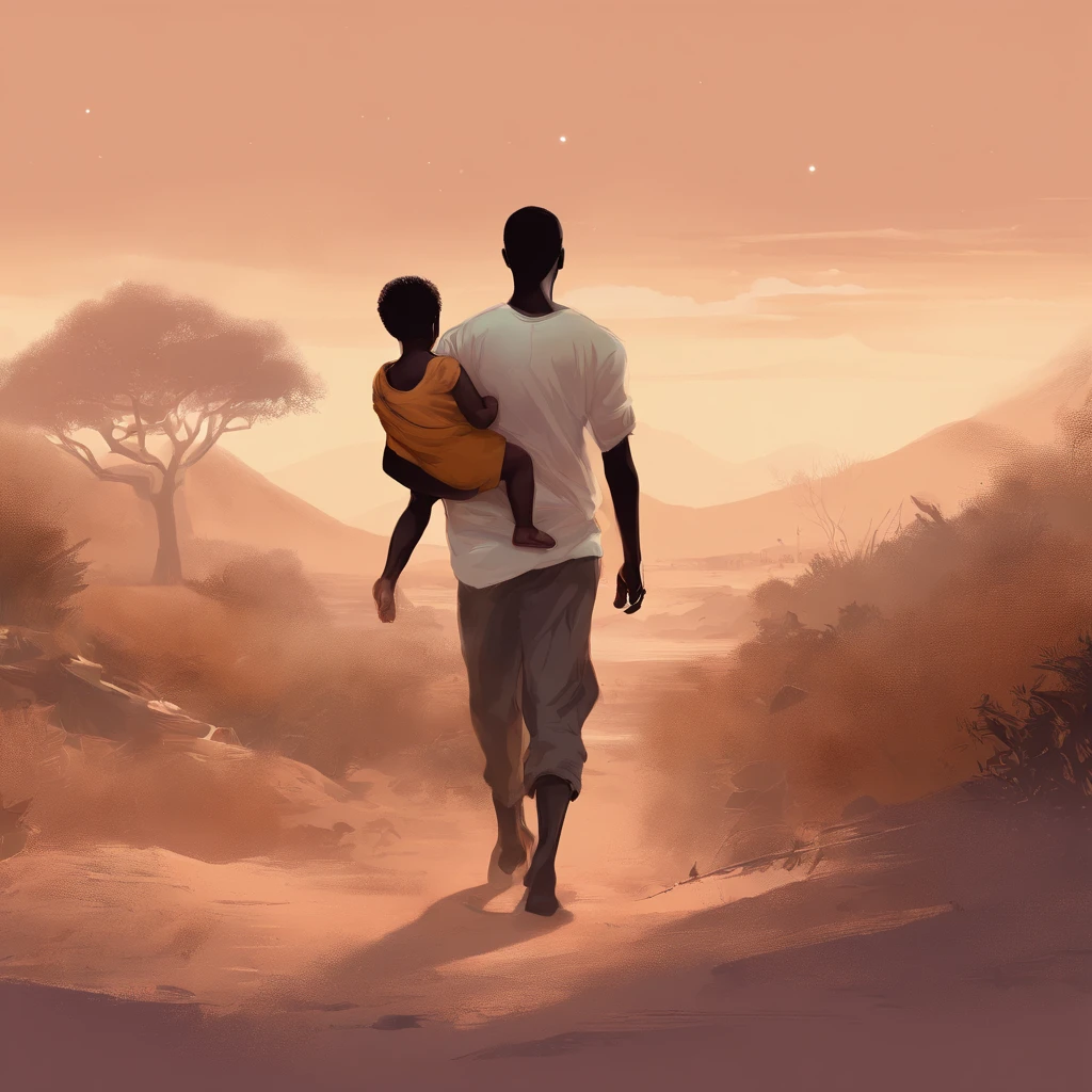 African Man carrying 6months old baby girl