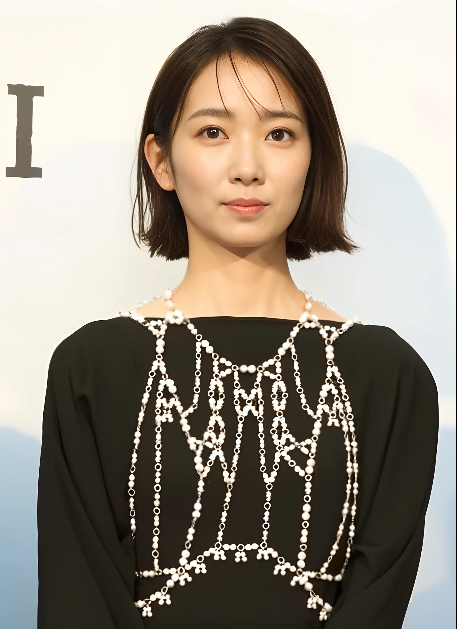(8k、RAW Photography、top-quality、masuter piece:1.2)、ultra-detailliert、ultra res、(realisitic、rialistic photo:1.37)、top Quority,ultra-clear resolution,Close up portrait of woman in black top and pearls, lee ji-eun, Itagaki Publishing, lee ji - eun, 奈良美智, Shiori Teshirogi, Kiyoko Suzuki, by Ayami Kojima, Yuka Kazami, kiko mizuhara, eiko ishioka, shin min jeong