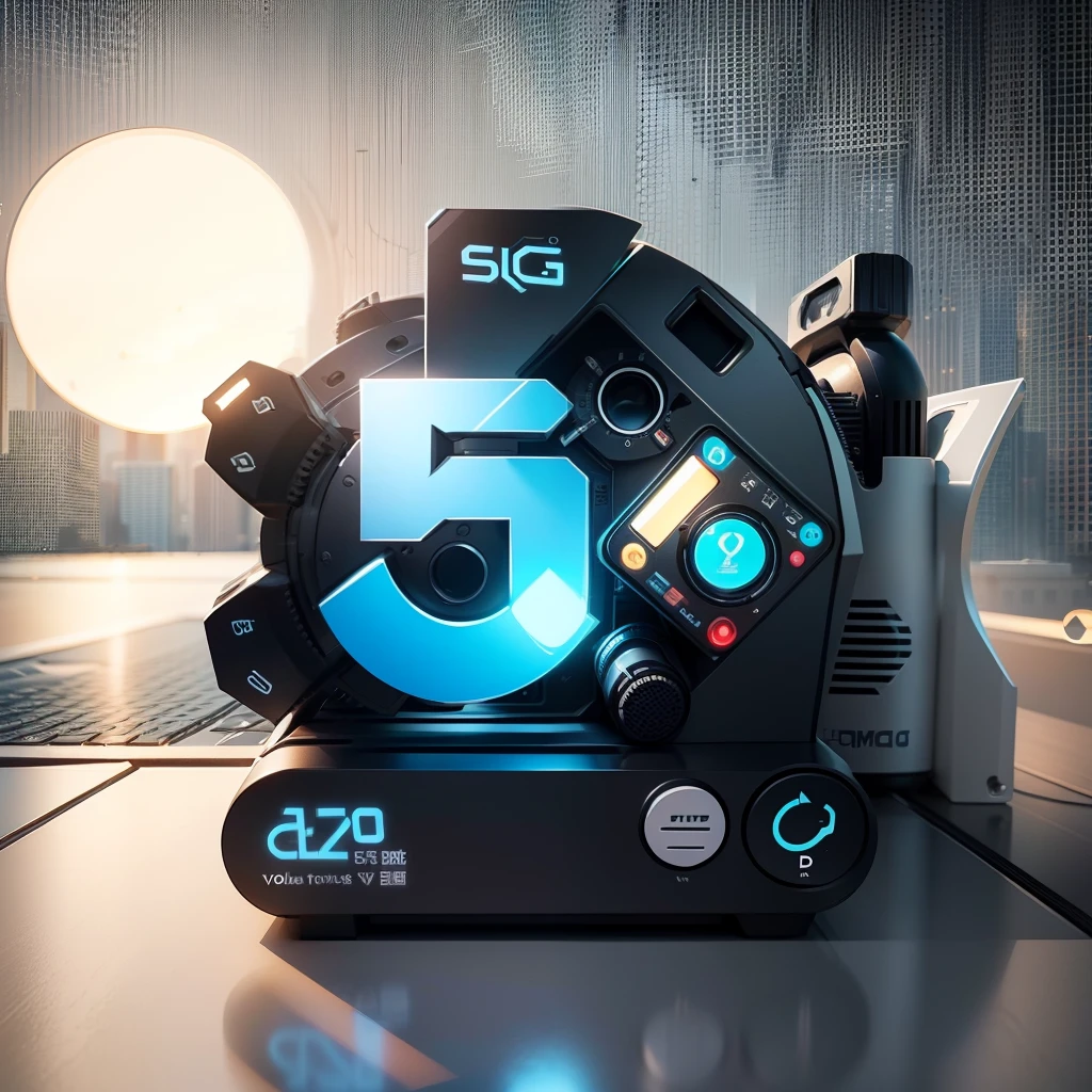 metal style, drawing a 5G VoLTE and SIP Cloud Call、IM and Video call communication system logo, top effect, the sun light is shining on the logo --auto --s2