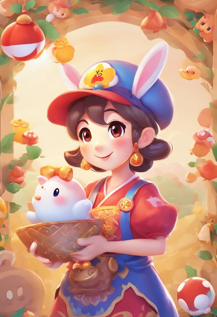 Mid-Autumn Festival,Girl holding rabbit