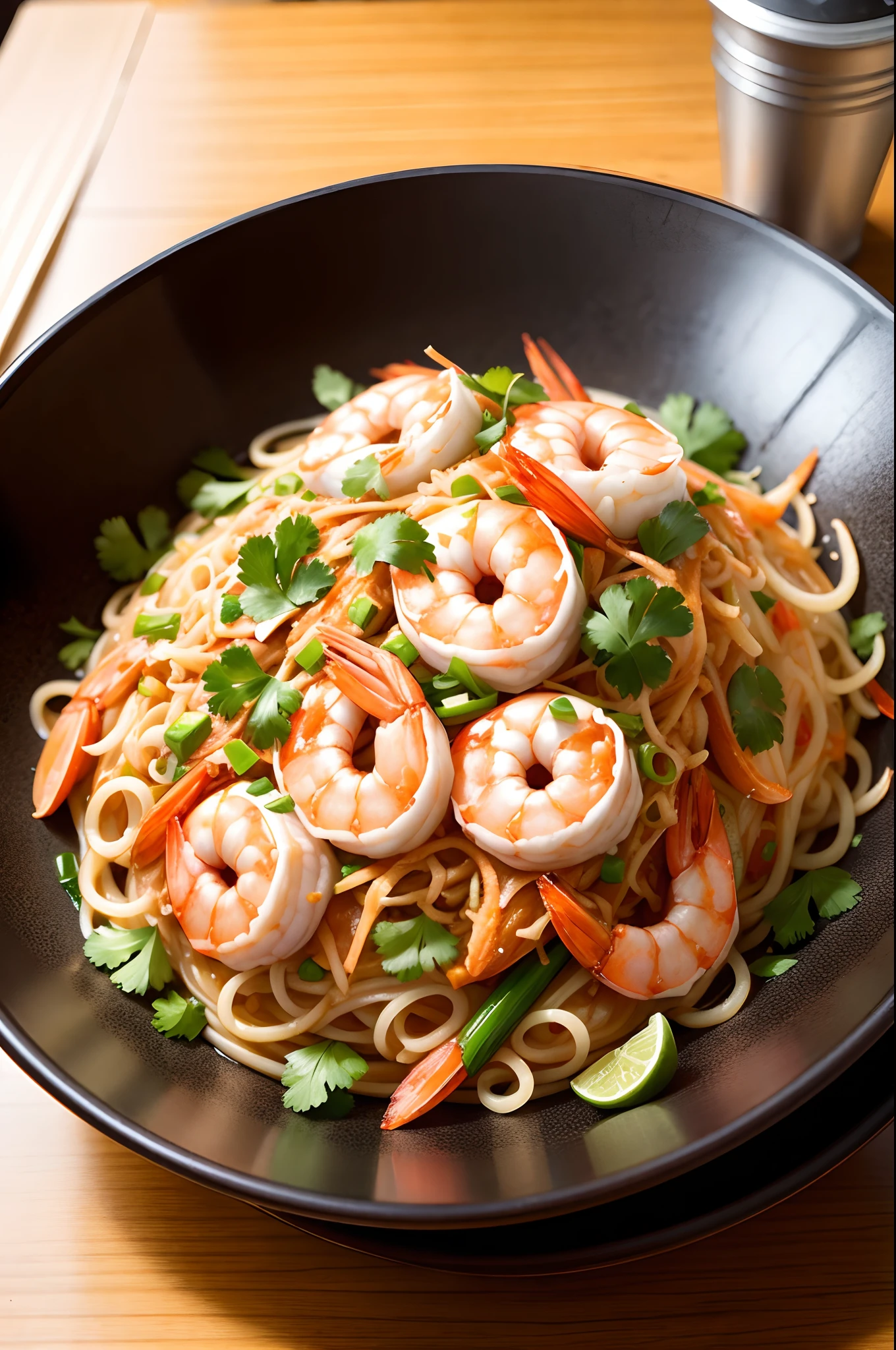Pad Thai with fresh shrimp ,Photograph