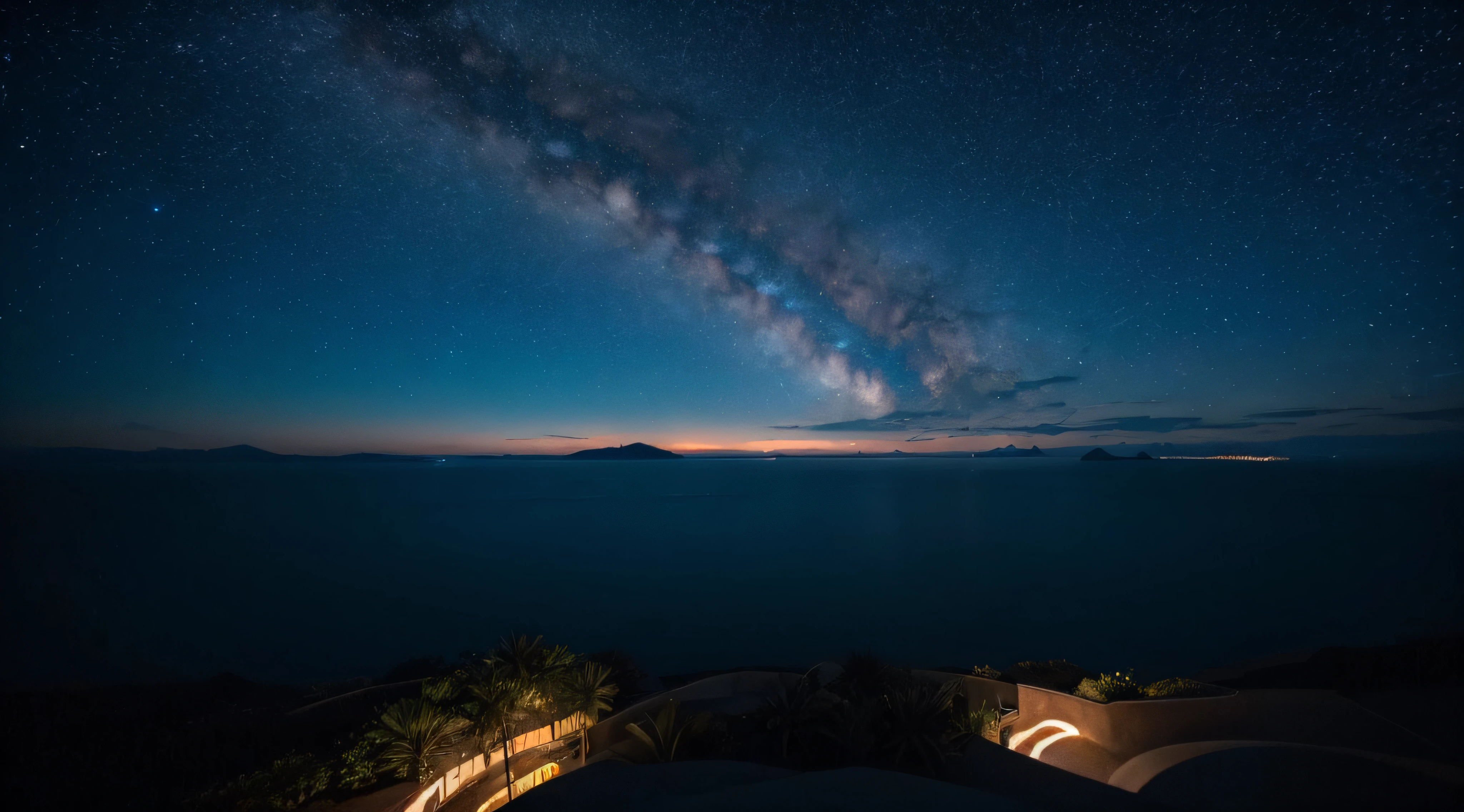 (((Superb view))),((masterpiece,top-quality,16 K)),mare,夏天,natta,Resort,night sky full of stars,Super detailed starry sky,Nice