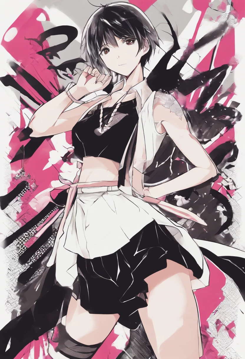 Couple, boy and girl, boy is wearing a tank top with muscles, girl is wearing a tight short skirt with a small blouse, big breasts