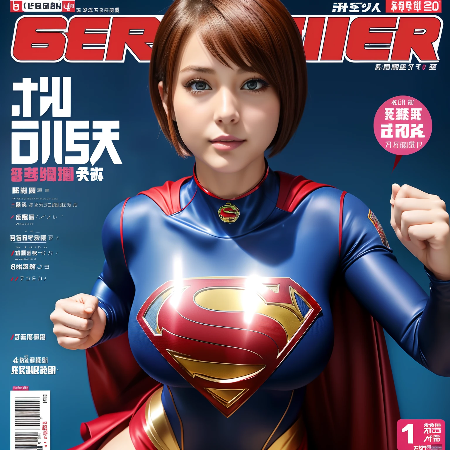 masterpiece、supergirl costume、short hair、barefoot、big and full breasts、Crisis situation、operating room、operating table、straddle、Sweat、shiny、look at the camera、provoke、Estrus、choker、Weekly magazine cover、long sleeve、red mini skirt、obscene pose、Seduce、