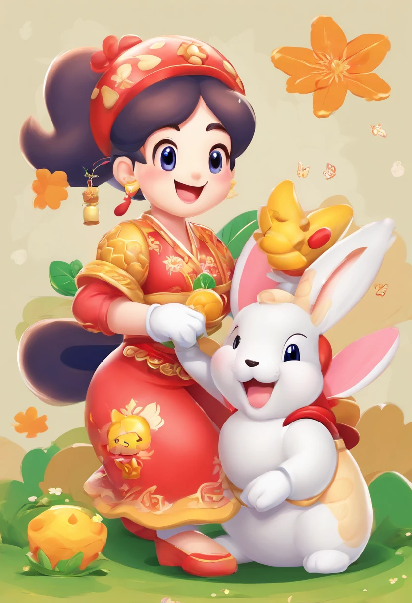 Mid-Autumn Festival,Girl holding rabbit