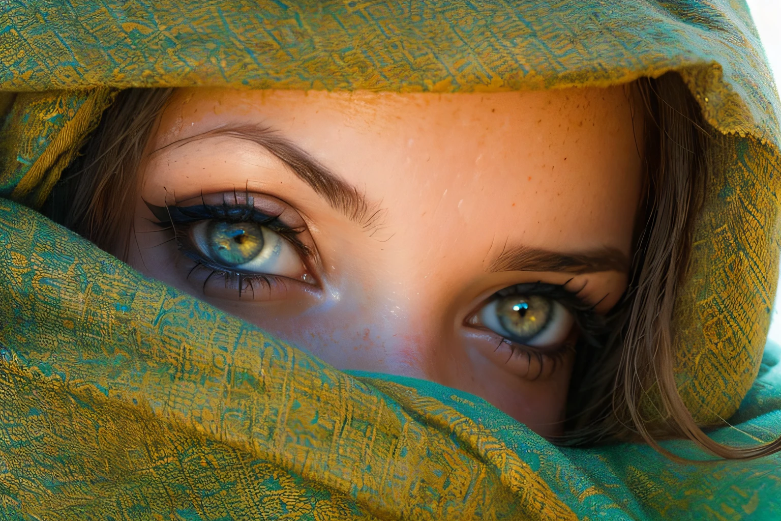 Create a cinematic depiction of an exceptionally beautiful medieval woman sitting in the doorway of a period house in long clothes, vestido e linho fino rosto parcialmente coberto olhos lindos em destaque , with his face prominently turned to the audience (realismo: 1.3). Sua imagem facial deve ser considerada uma das mais bonitas do mundo. She looks directly at the camera, usando trajes medievais caracterizados por roupas antigas, danificadas e desgastadas (tecido gasto e desgastado: 1.4). Pay meticulous attention to the detailed beauty of your face.
This depiction should evoke the feel of an action scene set in an ancient city. The image should merge elements of realism and computation generation (CG), providing a sense of authenticity and artistry. O resultado final deve ter qualidade suficiente para ser exibido em plataformas como o Art Station.