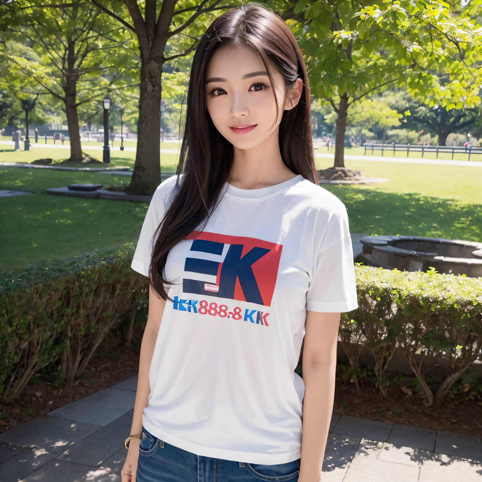 8k,((highest quality)),Very detailed,((masterpiece)),Realistic, masterpiece, highest quality, (Reality: 1.4), オリジナルphotograph, 35mm lens, Aperture f1.4, Movie Posters, Light and shadow,((Big Tits 1.1)),girl,Real Skin, (Skin Details: 1.3),Corrects your fingers into a beautiful shape,Two beautiful arms,Real fingers with attention to detail,High quality skin,photograph,short hair,Age 25,((Big, wide eyes)),Voluptuous body,((Full Body Shot:1.3)),Ultra-high resolution,((Realistic: 1.4)), RAWphotograph,Beautiful colors,Backlight,Bright lighting,(Bright smile:1.5),One Woman,((T-Shirts)),skirt,snap shot,Portrait,