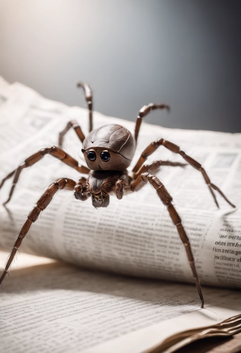 Malware robotic spider ripping a newspaper