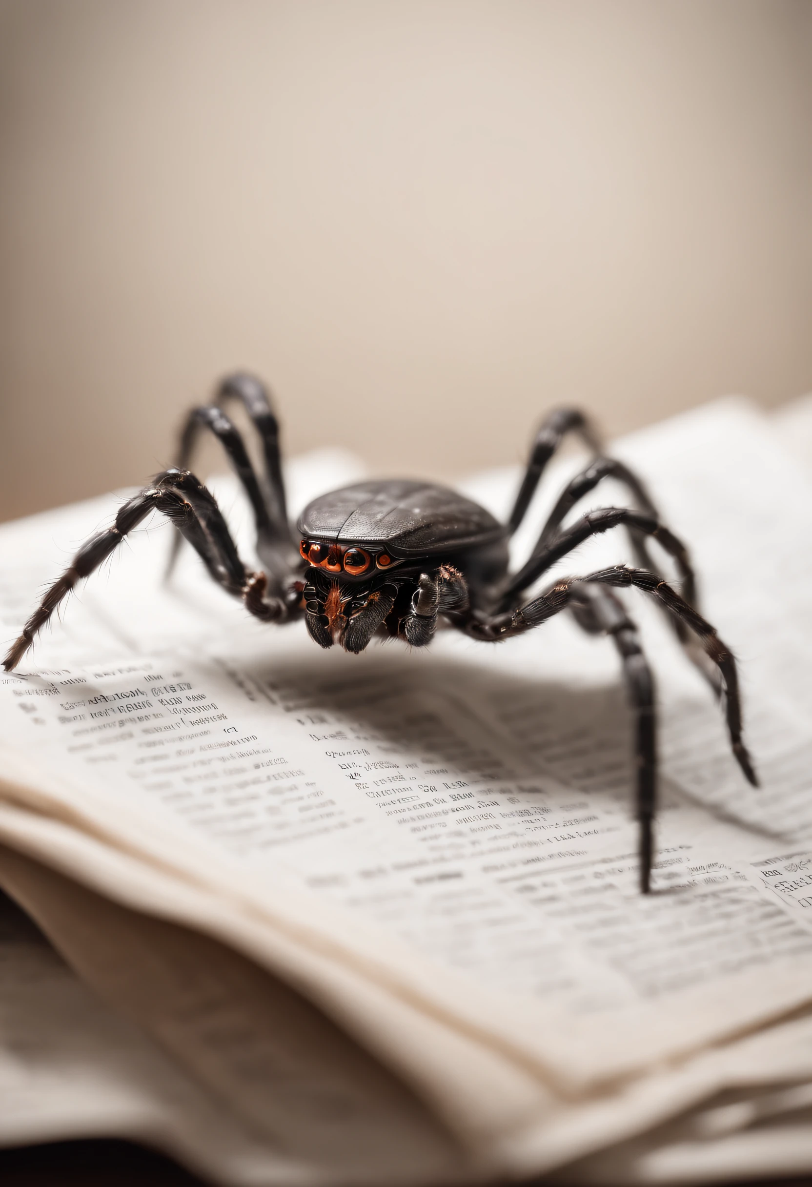 Malware robotic spider ripping a newspaper