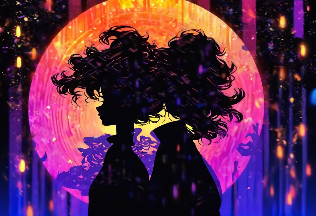 (Silhouette Art,cutouts:1.6)
(((Paper cutting art,A world where only black exists:1.3)
(Cowboy Shot),1 girl,Solo,
(Girl with umbrella,profile:1.2),
Romper
(Colorful rain)
Textured glass background,Tarot card atmosphere