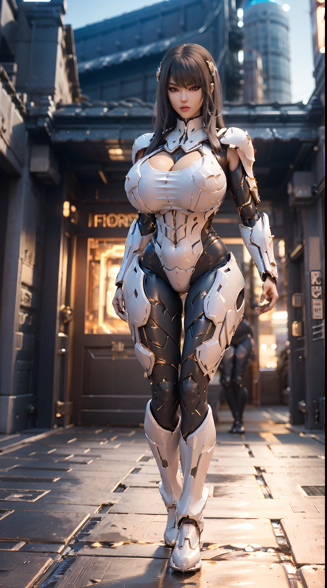 (3D REALISTIC), HUGE FAKE BOOBS, (BEAUTIFUL), (WHITE, BLACK), (BLACK HAIR), DRAGON SCALE ARMORED GEAR, FUTURISTIC DRAGON MECHA SUIT, (CLEAVAGE), (SKINTIGHT YOGA PANTS), (TALL LEGS), FRONT, (STANDING), SLENDER SEXY BODY, MUSCLE ABS, UHD, 8K, 1080P.