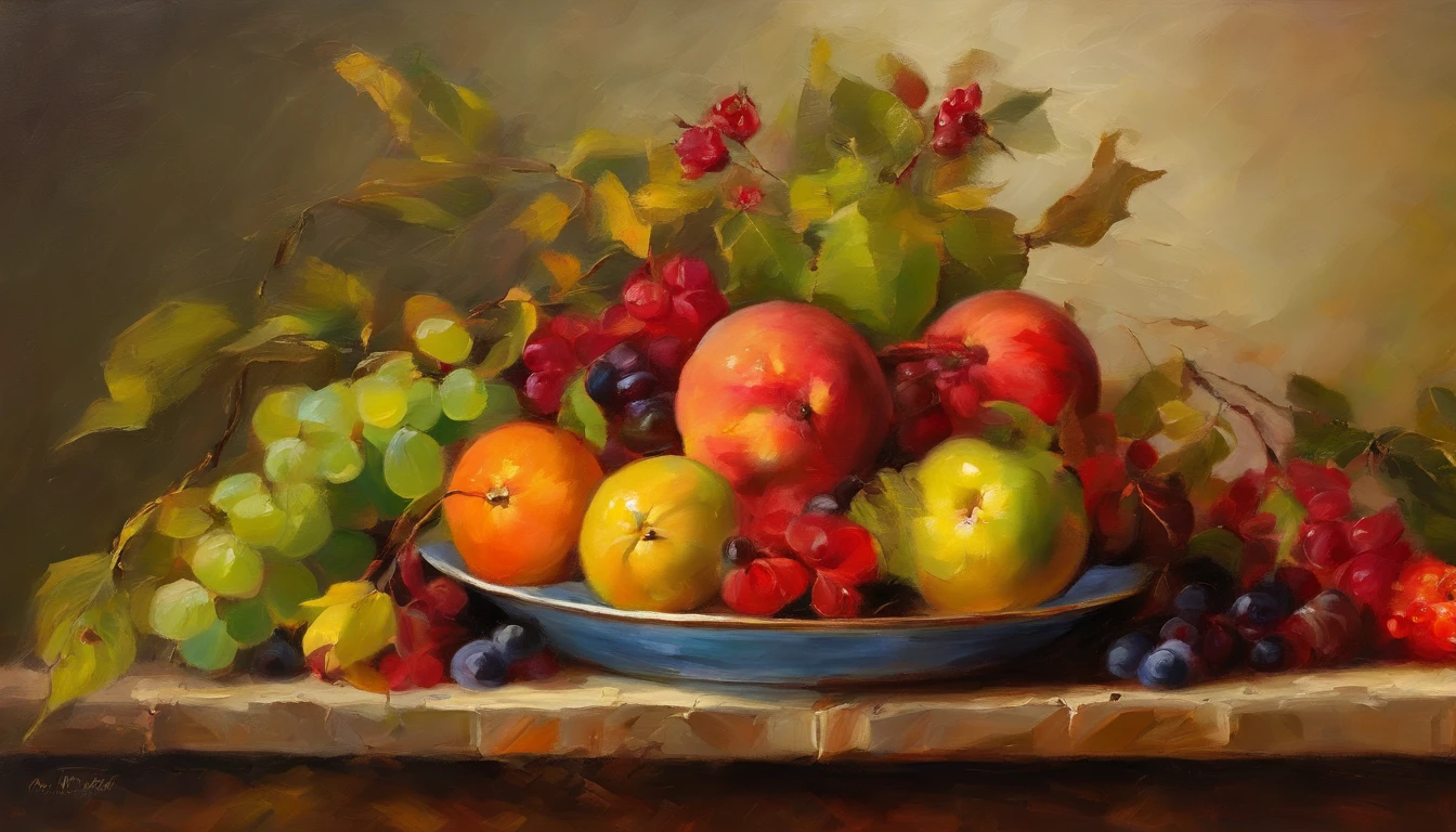 still life composition of fruits in classic style. vestido ornamentado vermelho, mulhee negra africana, mulher vermelha bonita, usando um vestido africano, beleza estonteante, mulher deslumbrante, Tema vermelho cabelo ondulado, mulher africana